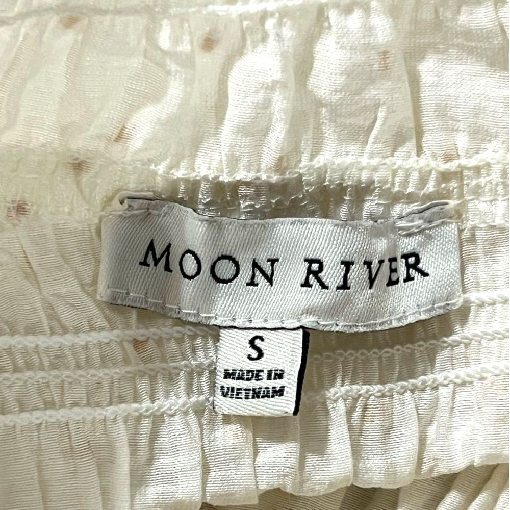 Moon River Smocked Milkmaid Maxi Dress Sz S Cottage Peasant Boho Puff Sleeve - Picture 12 of 13